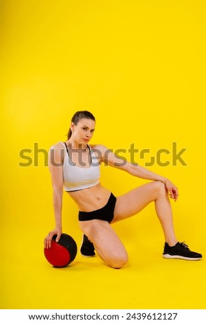 Similar – Image, Stock Photo Strong woman with med ball