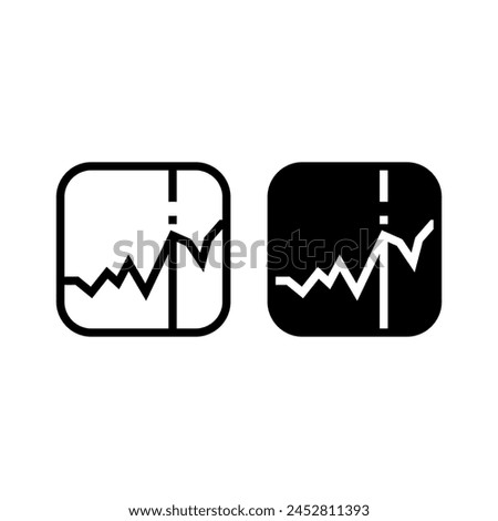 White and Black set combination of graph, trading, stock market, cardio, bullish,  icon design vector symbol illustration with round square cube.