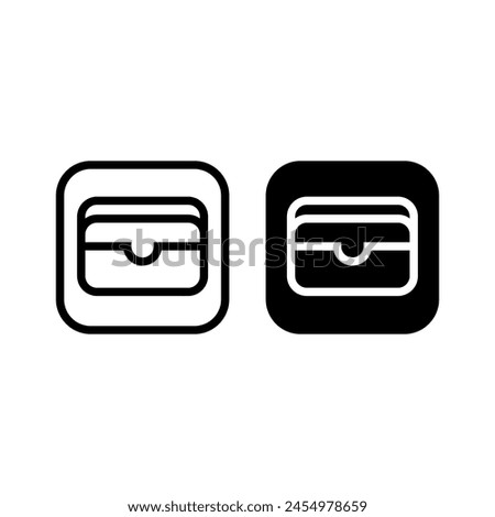 White and Black set combination of wallet, folder, account icon design vector symbol illustration with round square cube.
