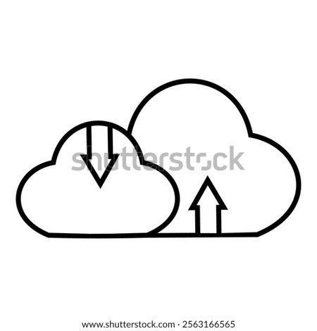 Arrow up and down in the cloud computing system icon design vector symbol illustration.