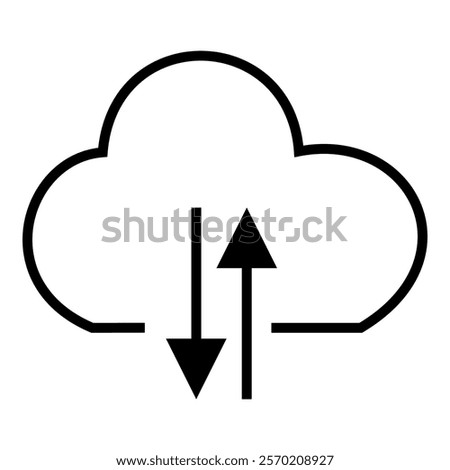 Arrow up and down in the cloud computing system, upload download activity, connection between icon design vector symbol illustration.