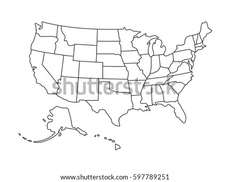 High Detail of US Map Outline Vector With Zoning Area