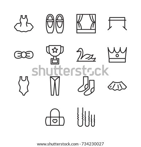 Ballet Icon Set with Ballet Shoes, Trophy Cup, Swan, Crown Icon Сток-фото © 