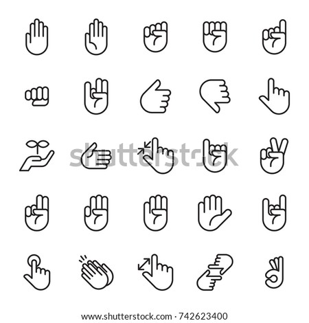 Hand Sign Icon Set Vector Outline