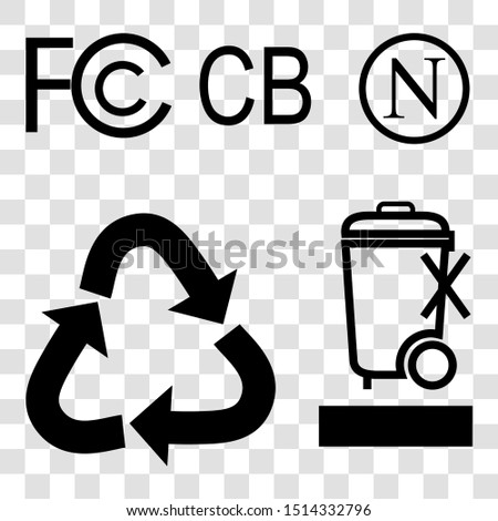 Vector Symbol at Charger, Adaptor, Power Converter, Battery and other related, F, C, C B, N, do not litter, recycle, C, E, F, at transparent effect background
 Stock fotó © 