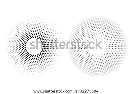 Vector Black and White Circular Halftone, isolated on white
