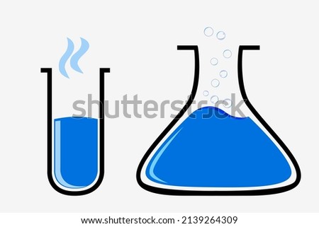 Vector Set 2 Chemical Test Tube, Black and Blue isolated on White
