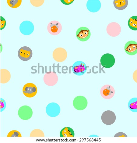 For Baby Cloth Motif, Cute Baby Animals Face at blue background