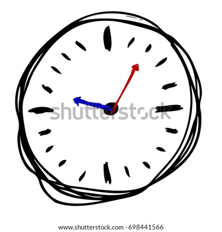 Skethy Clock, Ten Past Ten, Isolated on White