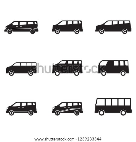 bus and car icons vector with black and white