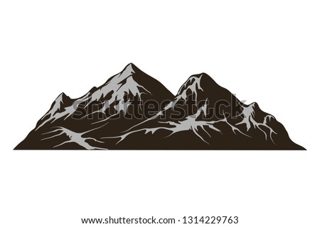 mountain vector. Rocky mountain illustration with black and white color