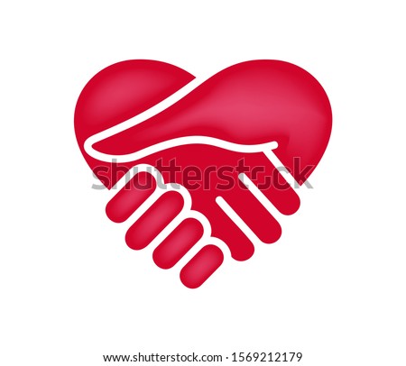 Hand Shake with Heart shaped Vector illustration