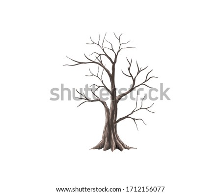 Bare tree vector, dry tree and fire wood illustration.