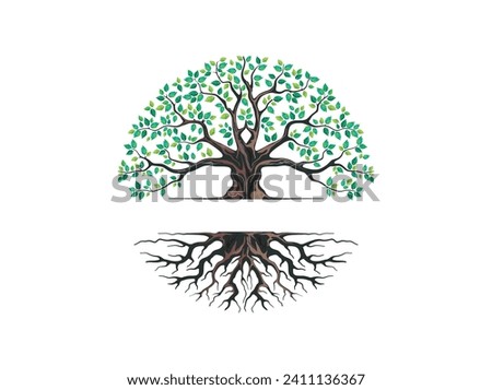 Circular Tree and roots logo template