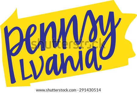 Pennsylvania State Outline and Hand lettering