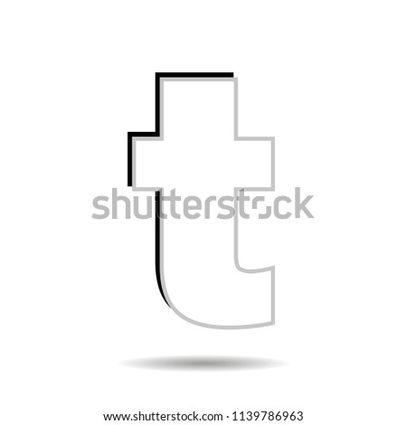 Vector image of a flat icon with the letter t of the black color. Button with the letter t.
