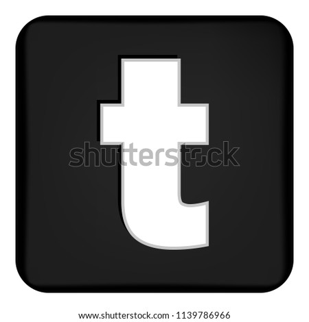Vector image of a flat icon with the letter t of the black color. Button with the letter t.