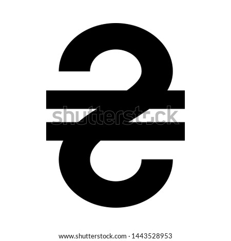 Vector, flat, isolated image of the sign of the Ukrainian currency. The sign of the Ukrainian currency is Hryvnia black