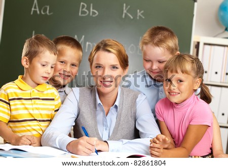 lesson with the teacher at school