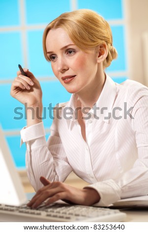 a young woman working in office
