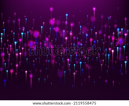 Purple Blue Pink Modern Wallpaper. Neon Light Rays Elements. Network Technology Banner. Big Data Artificial Intelligence Ethernet Technology Background. Social Science Fiber Optics Light Pins.