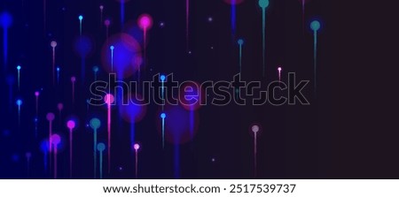 Blue Purple Pink Modern Wallpaper. Bright Light Rays Particles. Network Technology Banner. Artificial Intelligence Big Data Internet Futuristic Background. Social Science Fiber Optics Light Pins.