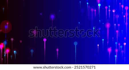 Pink Blue Purple Modern Wallpaper. Artificial Intelligence Big Data Ethernet Futuristic Background. Neon Light Pins Elements. Network Technology Banner. Social Science Fiber Optics Light Pins.