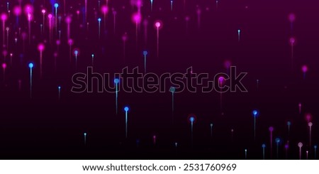 Blue Pink Purple Modern Wallpaper. Bright Light Glow Elements. Network Technology Banner. Artificial Intelligence Big Data Internet Technology Background. Fiber Optics Social Science Light Pins.