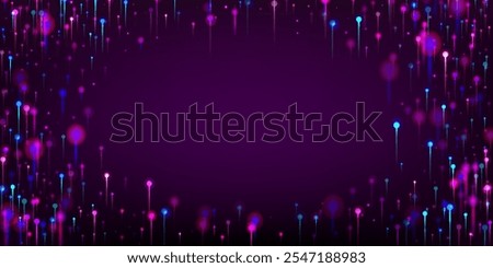 Pink Purple Blue Abstract Wallpaper. Big Data Artificial Intelligence Internet Futuristic Background. Bright Light Rays Elements. Network Scientific Banner. Social Science Fiber Optics Light Pins.