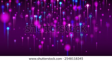 Purple Pink Blue Abstract Wallpaper. Bright Light Rays Elements. Network Technology Banner. Artificial Intelligence Big Data Ethernet Technology Background. Social Science Fiber Optics Light Pins.