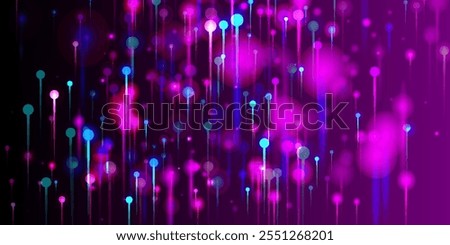 Purple Pink Blue Abstract Wallpaper. Big Data Artificial Intelligence Internet Technology Background. Neon Light Pins Particles. Network Scientific Banner. Fiber Optics Social Science Light Pins.