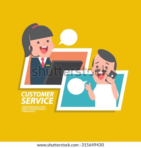 Customer service girl - Vector Illustration