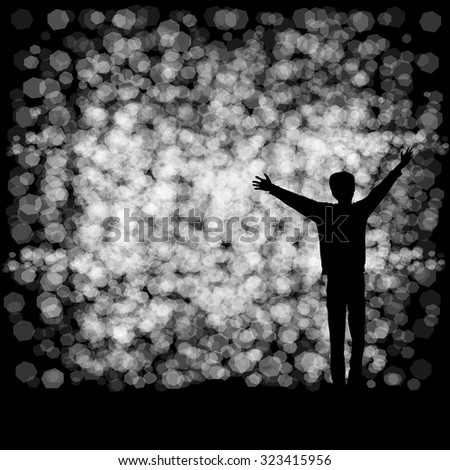 silhouette man and white bokeh backgrounds