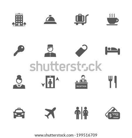Hotel icons, vector.