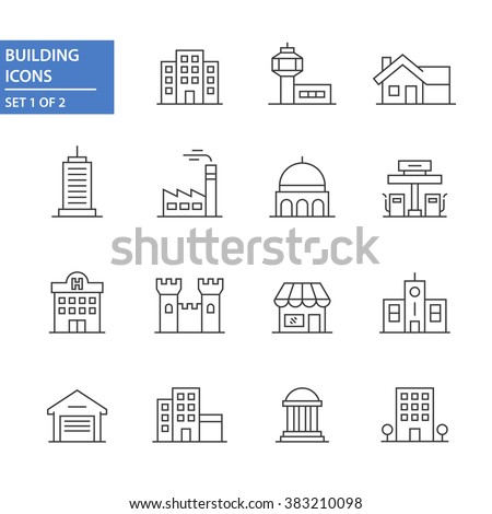 Building icons, set 1 of 2.