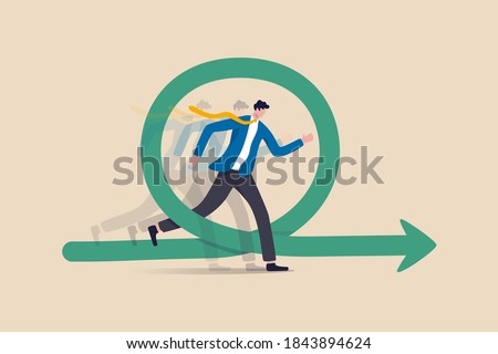 Agile methodology for business or software development, flexibility work in modern company management concept, smart businessman running fast with agility effect on circular agile life cycle workflow.