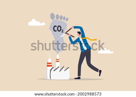 Reduce carbon footprint, decrease emission and pollution produce, global warming and environmental recovery plan concept, businessman country leader cutting CO2 carbon dioxide smoke from industrial.