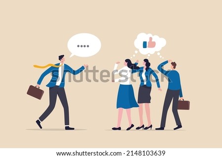 Convincing people persuade to believe in idea, influence or persuasion in meeting argument, charm or leadership concept, businessman convincing colleagues influence to believe in his idea.