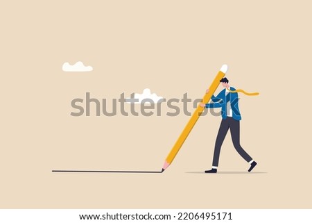 Set boundary, privacy or business territory, start business planning, know limitation or blocker or barrier concept, businessman holding big pencil drawing the boundary line.