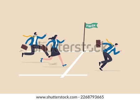 Go extra miles or extra step ahead the goal, push more effort to ensure succeed, exceed or beyond expectation, dedication concept, businessman running extra mile from finish line to ensure success.