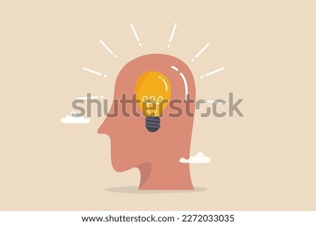 Wisdom, education or philosophy, knowledge and learning, understanding or intuition, critical thinking or creativity, study concept, human head with bright lightbulb metaphor of wisdom and education.