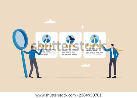 Performance management employee evaluation review, yearly appraisal or staff career development, employee measurement concept, businessman manager giving stars review on performance management.