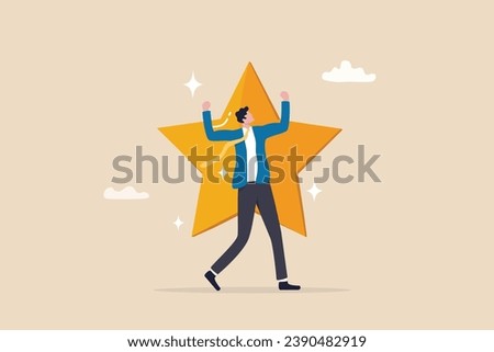 Star employee, success leader or confidence, high performance staff or achievement, evaluation or award winning, quality concept, confidence businessman with excellent golden star.