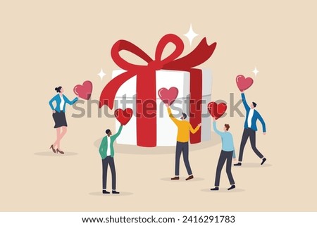 Loyalty program, gift card reward or spending bonus, shopping or sale to earn promotion prize, discount or redeem reward concept, people customer hold heart shape to redeem loyalty reward.