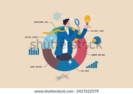 Data scientist analyze data for business insight, intelligence information on marketing research, analytics visualization dashboard, chart and graph concept, businessman analyze data with lightbulb.