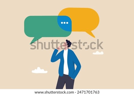 Second opinion, suggestion or advice to consider, reason or logical thinking, information to make decision or judgement concept, businessman think from listening to second opinion and make decision.