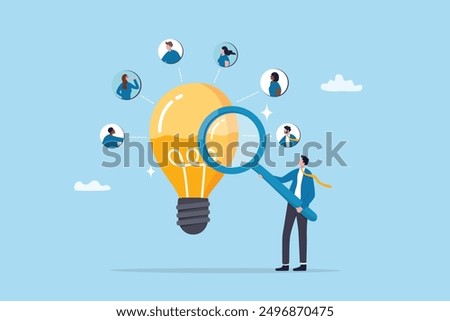 Capacity planning, resource management or efficiency analysis, demand provisioning, redundancy or utilization forecast, resource allocation concept, businessman magnify lightbulb capacity plan.