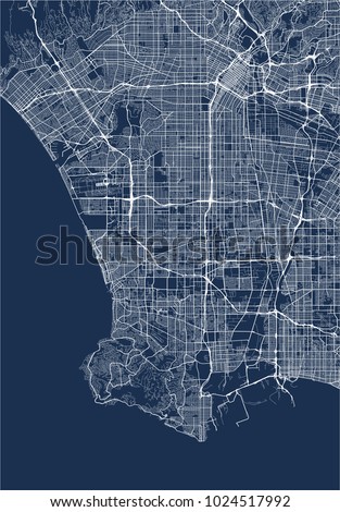 vector map of the city of Los Angeles, USA