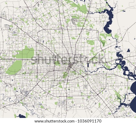 vector map of the city of Houston, U.S. state of Texas, USA