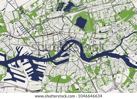 vector map of the city of Rotterdam, in South Holland, Netherlands
